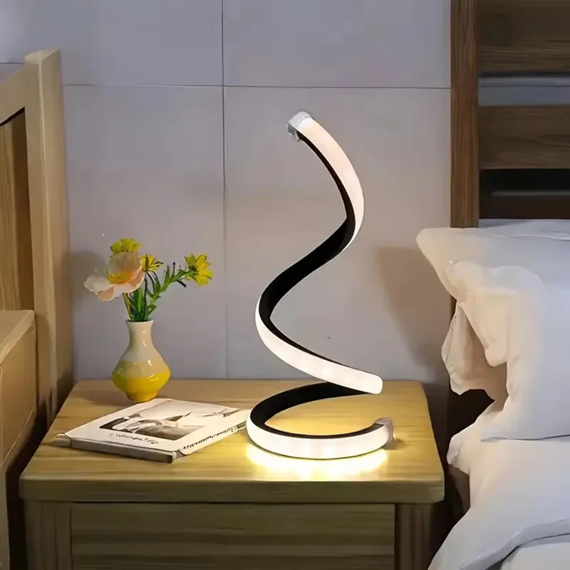 2025 nuova lampada da comodino moderna a LED lampada da tavolo a spirale deformabile lampada da notte ufficio soggiorno camera da letto decorazione lampada da notte