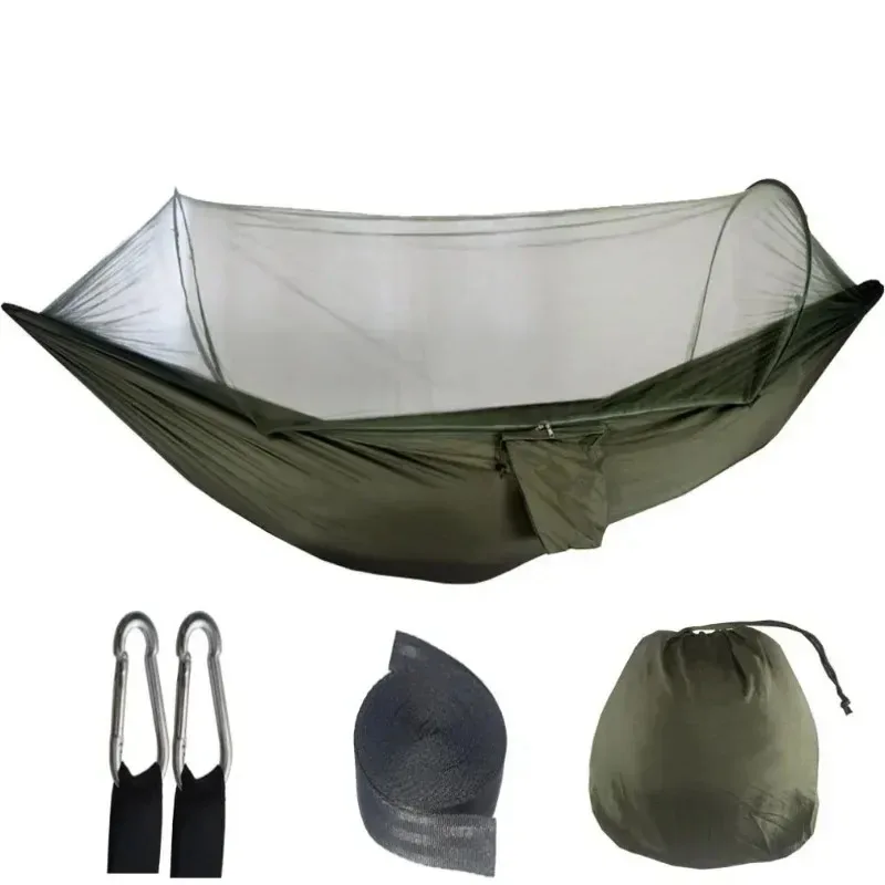 Amaca da esterno leggera in tessuto per paracadute con rete per viaggi in campeggio 250x120 cm