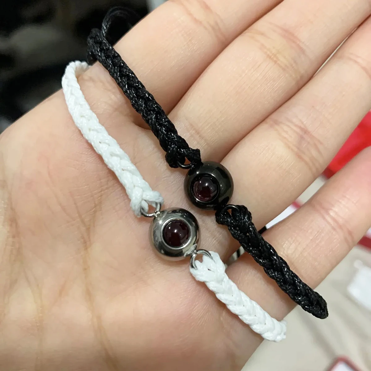 Pulseira de projeção com imagem personalizada, pulseira tecida para mulheres, aço inoxidável personalizado, joias, presente de dia das mães