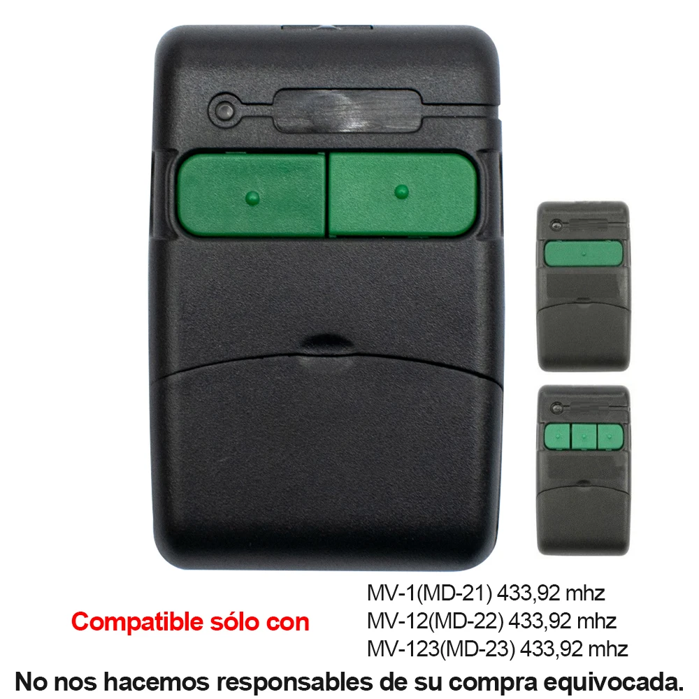 Mando garaje MV-1(MD-21) MV-12(MD-22) MV-123(MD-23) 433,92MHz mandos puerta de garaje
