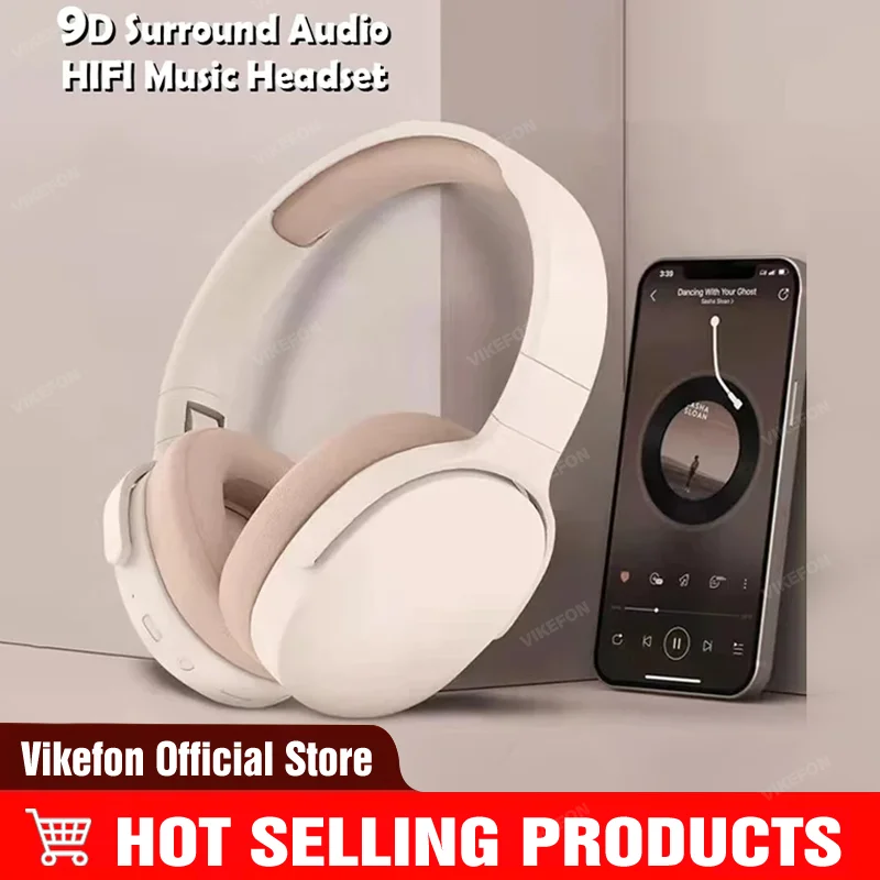 NEW Fashion Wireless Bluetooth Headphones Over Ear HIFI Stereo Headsets True Sports With Earphones TF/AUX Music Player with Mic
