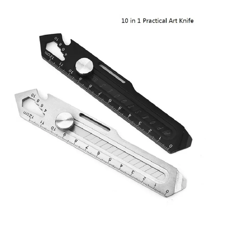 Couteau multi-usages 10 en 1, couteaux de papeterie d'art utilitaire exquis 3CR13, boîte à outils tout en acier permettant d'économiser du travail, coupe-papier artisanat