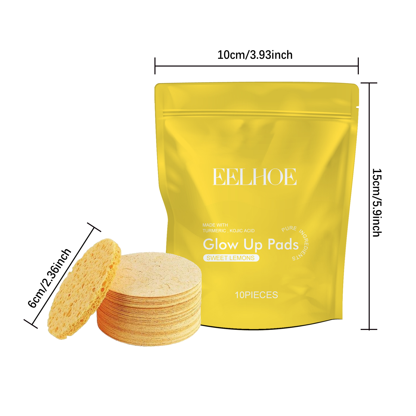 Turmeric Cleansing Pad Deep Clean Remove Dirt Oil Control and Soften Dead Skin Exfoliating Facial Pads for Acne-Prone Skin