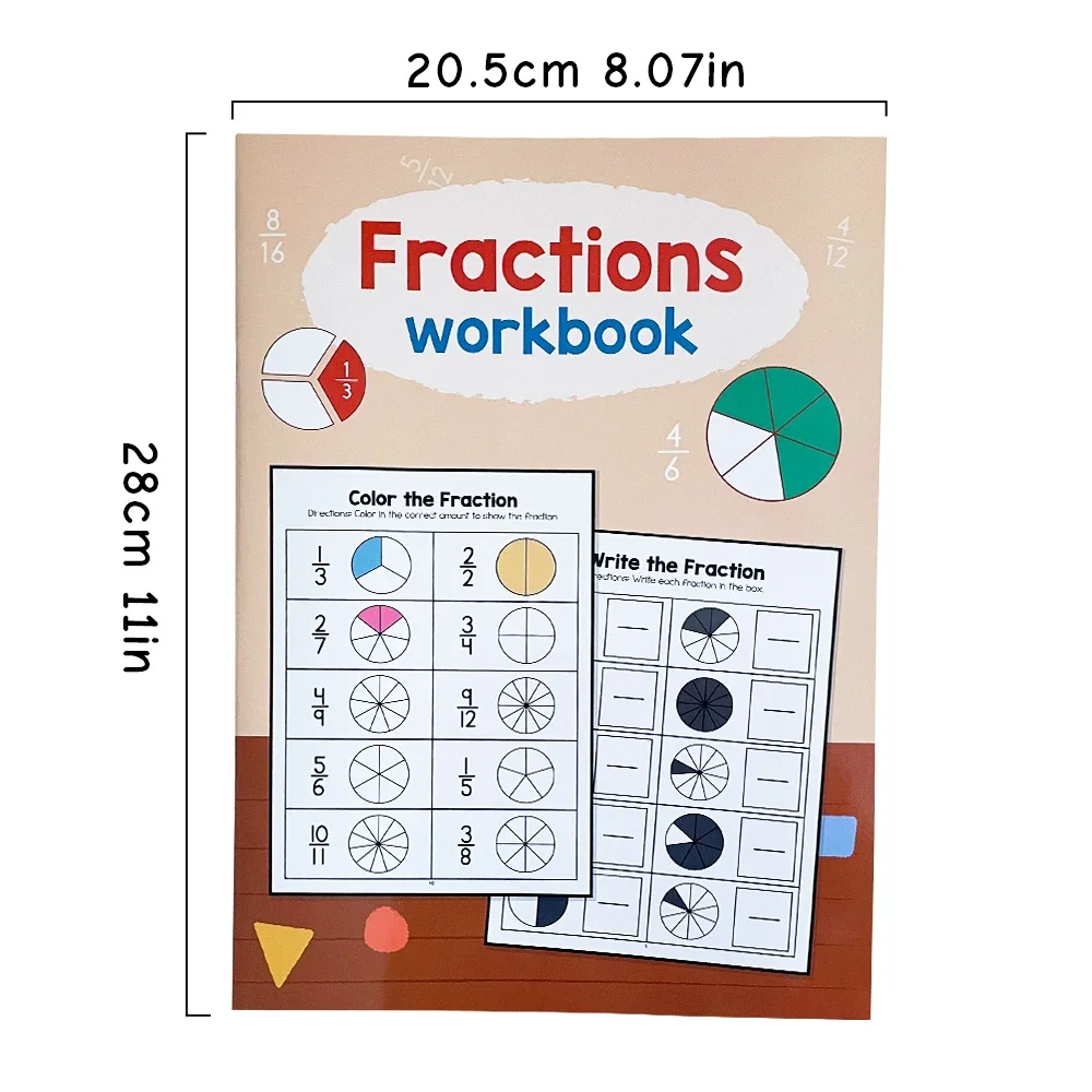 Fraction Learning Workbook Exercise Book Arithmetic Teaching Aids for Grades 3-4 Primary School Math Cognitive Training