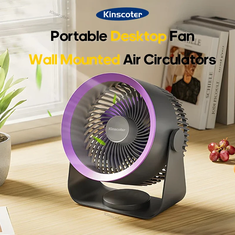 Kinscoter พัดลมไฟฟ้าอเนกประสงค์แบบพกพาไร้สาย, เครื่องระบายอากาศที่เงียบสงบภายในบ้านพัดลมตั้งโต๊ะติดผนังเพดาน
