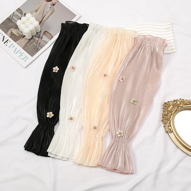 Atacado luva longa de renda gótica fina oca luvas sem dedos mulheres mangas de proteção solar oversleeve malha braço manga protetor solar