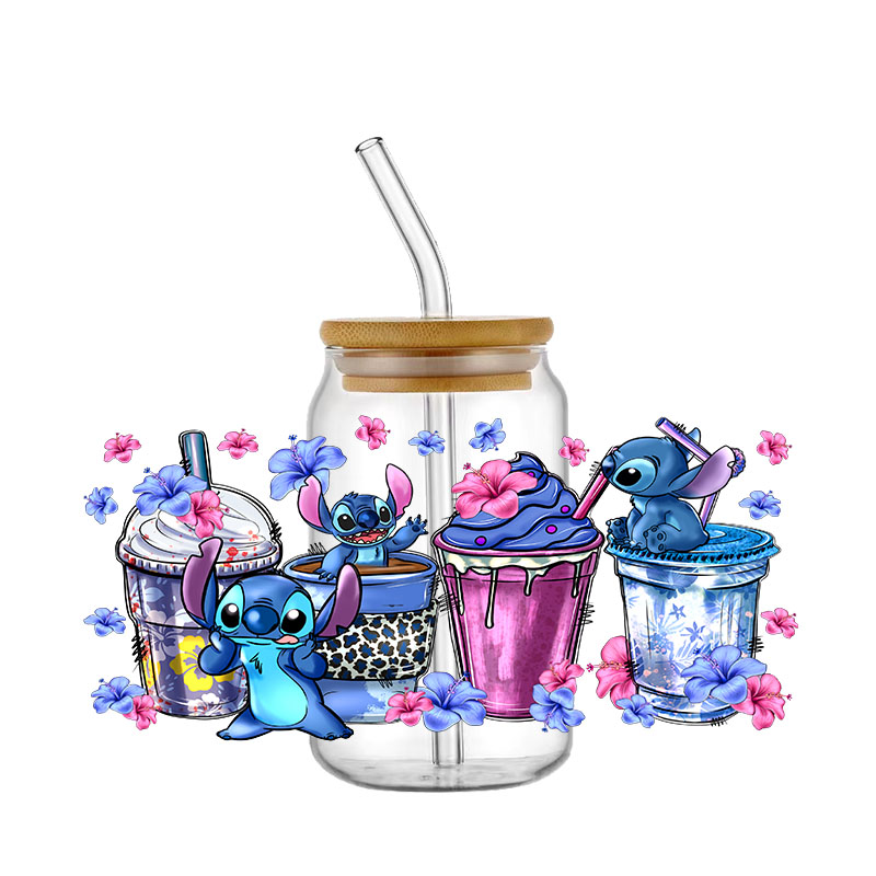 Disney Stitch 16oz DTF Sticker Cups Cool Personalize UV Wrap Transfer Sticker Custom Labels DIY Logo Selfadhesive Waterproof