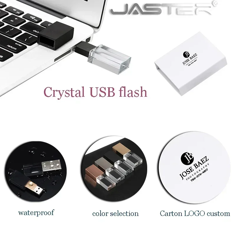JASTER Pha Lê USB 2.0 4GB 8GB 16GB 32GB 64GB Cưới Quà Tặng Đèn LED Trên 10 chiếc Giá Rẻ Logo Camera Bút 100% Dung Lượng Thật