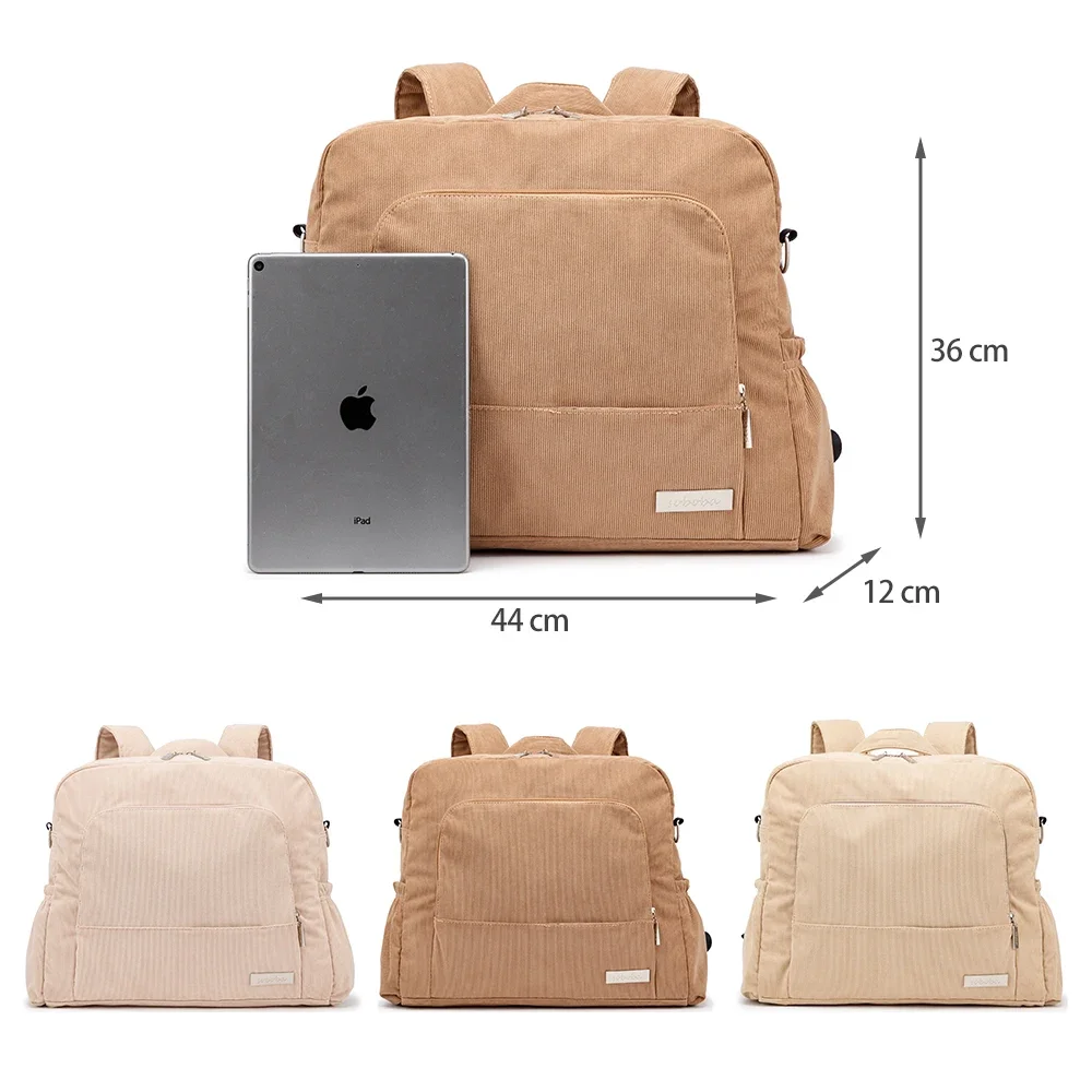 Soboba-Large Capacity Fralda Mochila para a mãe, Tecido macio veludo, Design conveniente