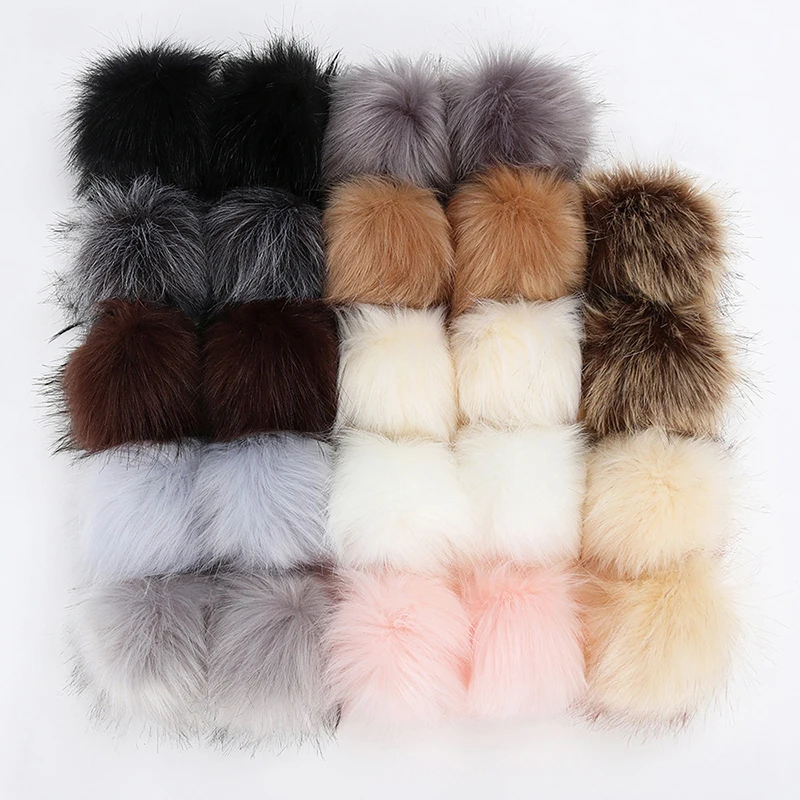 12pçs pompons macios e fofos artificiais, 8cm, bolas de pompom de pele de raposa de pelúcia, pompons de pele falsa para chapéu diy, bolas de cabelo, cachecol, fornecimento de roupas
