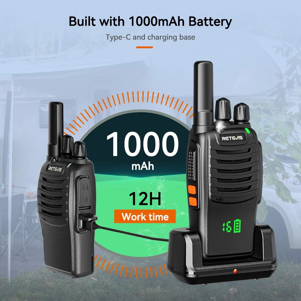 Retevis H777H Portable Two-Way Radio Hidden Display Walkie-Talkie PMR/FRS Communication for Camping 1/2 PCS Set
