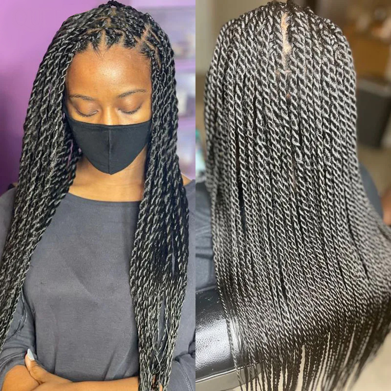 Torção trançada perucas caixa trançado peruca dianteira do laço para preto feminino sintético peruca frontal do laço completo falso locs peruca deusa tranças perucas