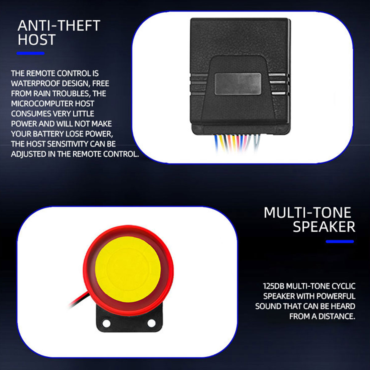 1 Set Universal Motorrad Alarm System Einweg mit Motor Starten Fernbedienung Schlüsselanhänger 12 V mit Überlastschutz