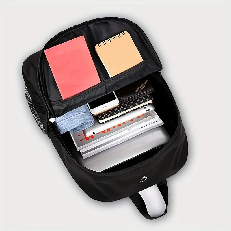 2 pz/set zaino Casual da uomo semplice e di grande capacità, borsa a tracolla con stampa di cartoni animati da viaggio e Set di borse sul petto