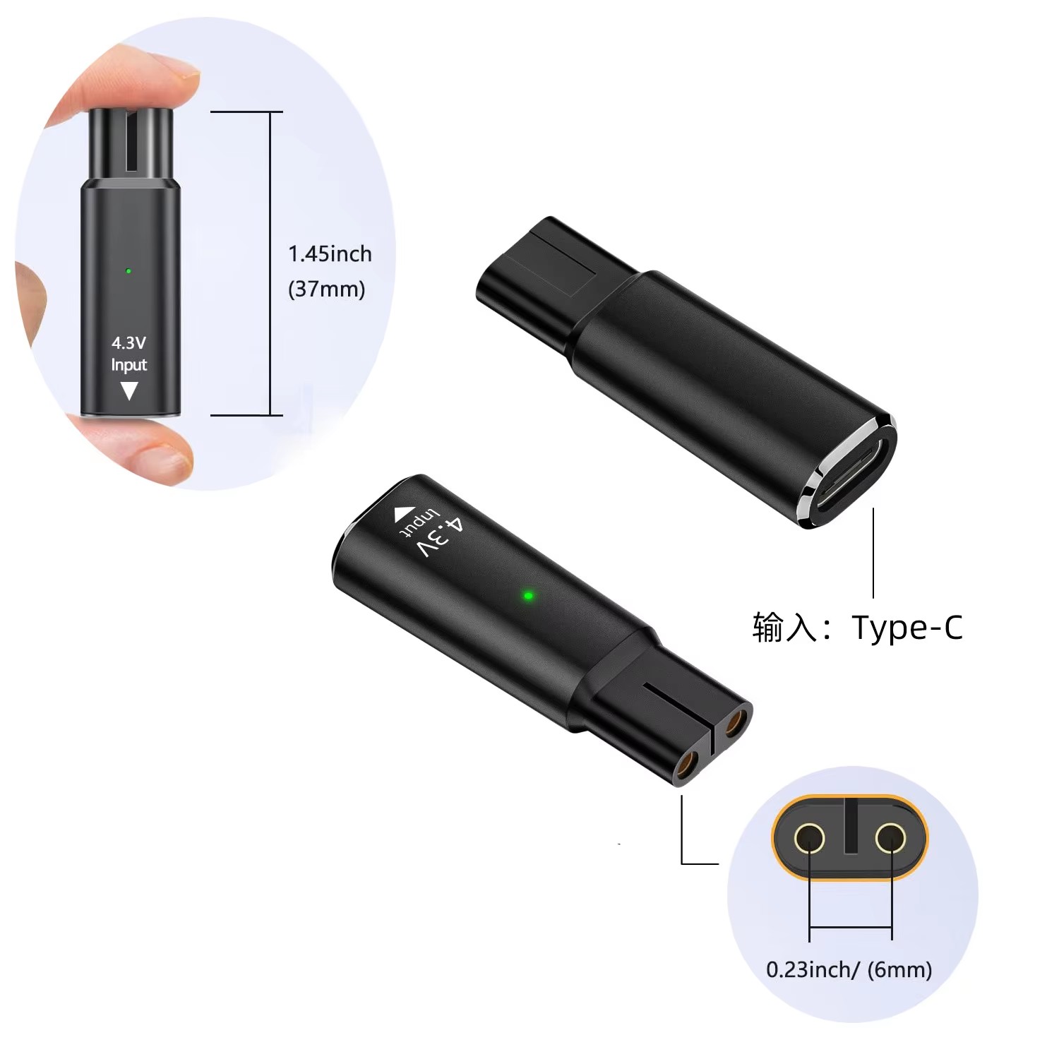 USB​ Type C PD to DC 4.3V Power Adapter Converter for Philips Shaver Razor Electric Hair Clipper Fast Charge Connector