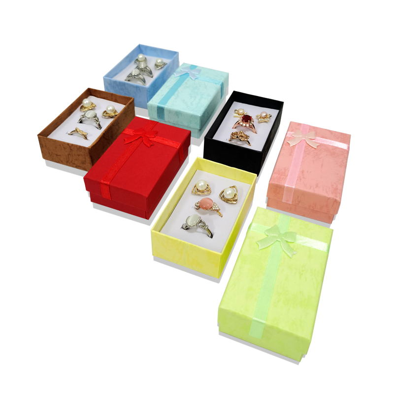 Conjunto de colar de anel de papel de alta qualidade, 12 peças, joias, colar, brincos, pacote retangular, caixa de presente 5*8*2.5cm