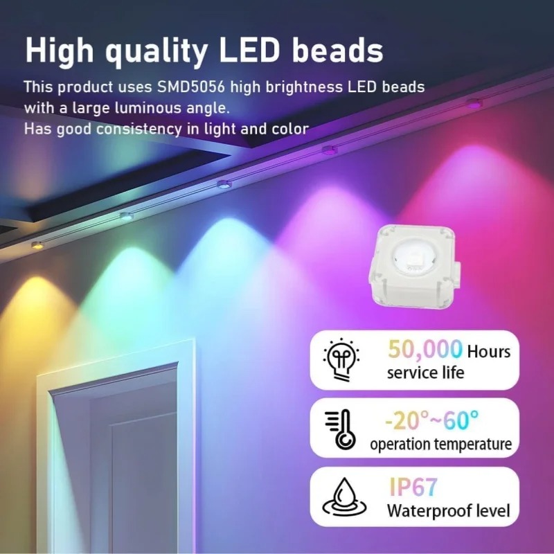 Smart RGBIC Eaves Lights Permanent Outdoor Lights Outdoor Christmas LED Light Strings with APP Remote Control IP67 Waterproof