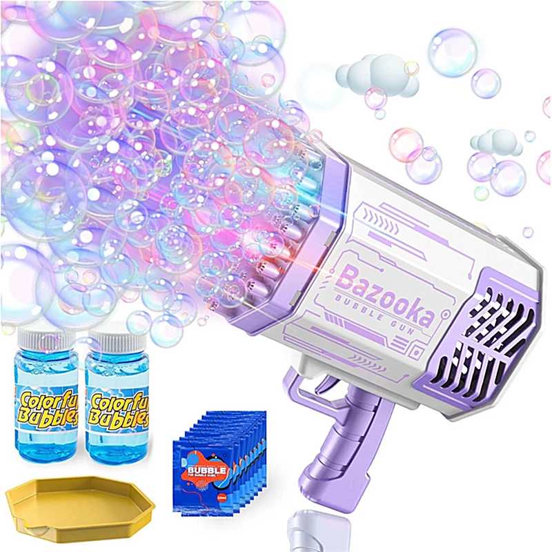 Pistola de burbujas de jabón para niños y adultos, 69 agujeros, fiesta, boda, verano, diversión, regalos, interior y exterior, juguetes de 3, 4, 5, 6, 7, 8 años