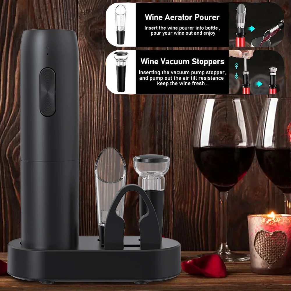 Abridores de vinho tinto elétricos saca-rolhas automático recarregável abridores de vinho para cortador de folha de vinho tinto acessórios de cozinha gadgets