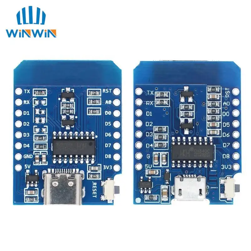D1 Mini TYPE-C/MICRO ESP8266 ESP-12F CH340G V2 USB D1 Mini placa de desarrollo WIFI D1 Mini NodeMCU Lua IOT placa 3,3 V con pines