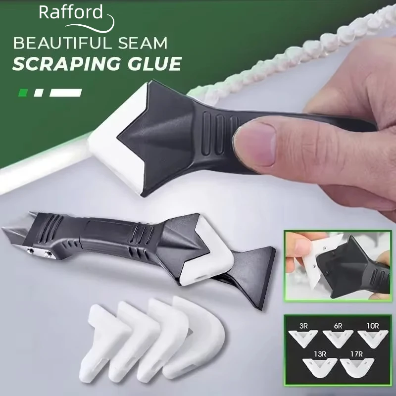 Silicone Scraper Squeegee Glue Remover Knife Caulking Angle Beauty Crack Trowel Tool Grout Scraper Kit 5in1 Multifunctional Home