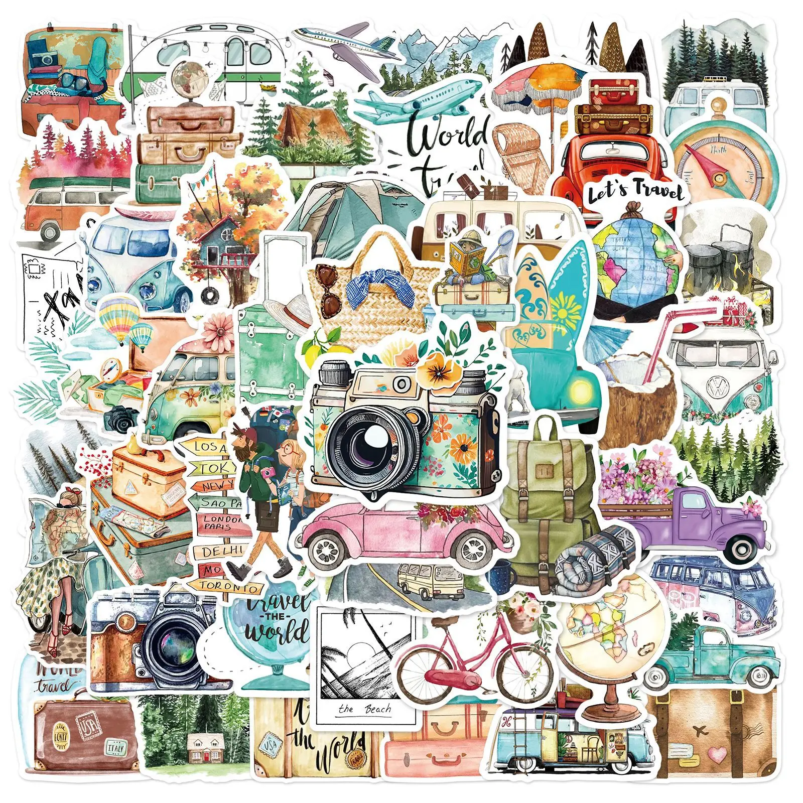 50 pezzi nuovo trendy paesaggio da viaggio all'aperto graffiti telefono cellulare casco tazza d'acqua auto fai da te manuale in PVC impermeabile gioca adesivi ricompensa