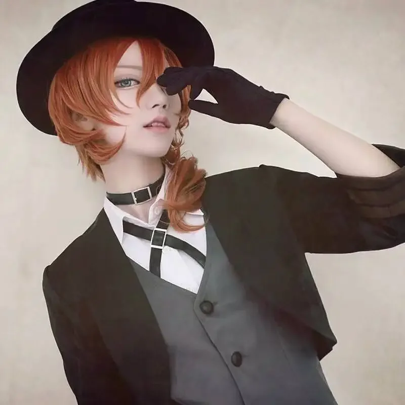 Alta qualidade anime bungo cães vadios chuya nakahara chuuya peruca cosplay resistente ao calor perucas de cabelo sintético