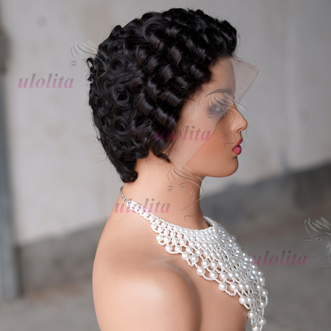 Korte Water Krullend 13x4 Korte Bob Losse Golf Kant Voor Pruiken Gebleekte Knopen Pixie Cut Hd Transparant Kant voor Menselijk Haar Pruik