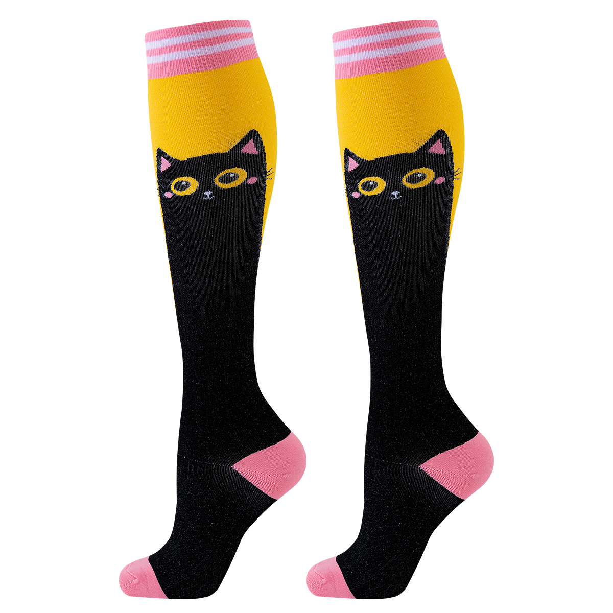 5 pares de calcetines de compresión para gatos, calcetines de compresión para enfermera, medias deportivas hasta la rodilla