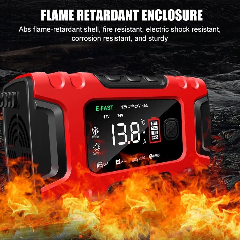 車のバッテリー充電器,急速充電,スマート,鉛蓄電池,LCD, 12v,10a,24v,5a,新品