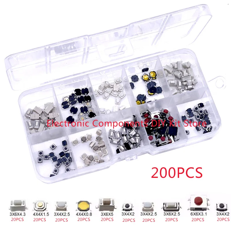 100/200/250 pçs 10 tipos durável carro controle remoto tablet actile botão interruptor chaves do carro botão toque microinterruptor com caixa