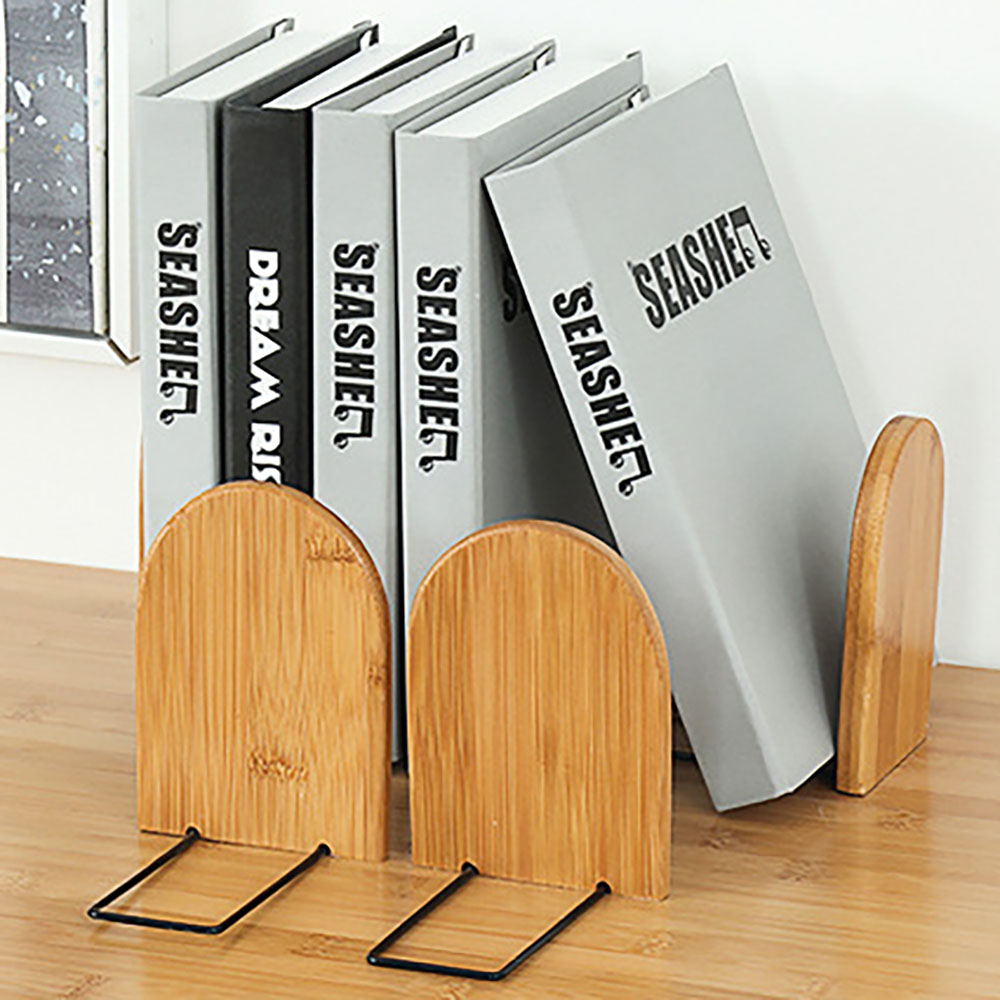 1 pcs Nature Bamboo Desktop Organizer Bookends Book Ends Stand Holder Shelf Bookrack