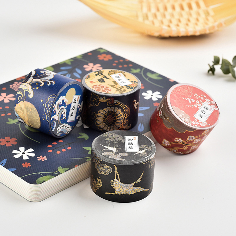 レトロ和紙テープスクラップブッキング用品金箔 Cinta Adhesiva Decorativa ジャーナル文具日記装飾マスキングテープ