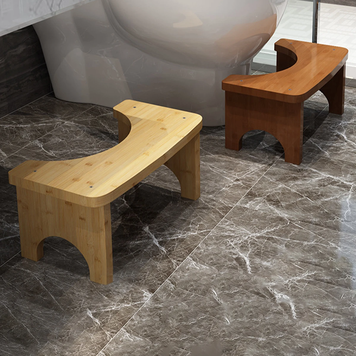 Robuster tragbarer Bambus-Toiletten-Hockhocker für Erwachsene, breit und stabil, Badezimmer-Töpfchenhocker, einfach zu bedienen und zu reinigen, tragbares Design