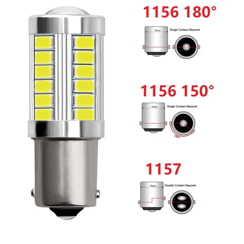 P21W BA15S LED 2x1156 PY21W BAY15D 5630 5730 33SMD หลอดไฟ LED BAU15S P21/5W 12V สำหรับไฟสัญญาณโคมไฟถอยหลัง