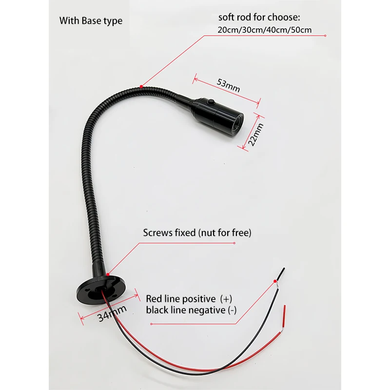 Universal 1W DC12V 24V LED CNC Machine Tool Light Flexible Gooseneck led Workshop Working Lamp Silver Black Industrial Spotlight