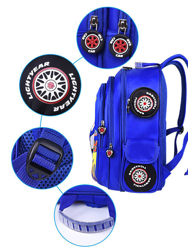 Disney Car Children's Bag Kindergarten Boy's Backpack Lightning Cartoon Multi Pocket Three-dimensional Schoolbag For Kids