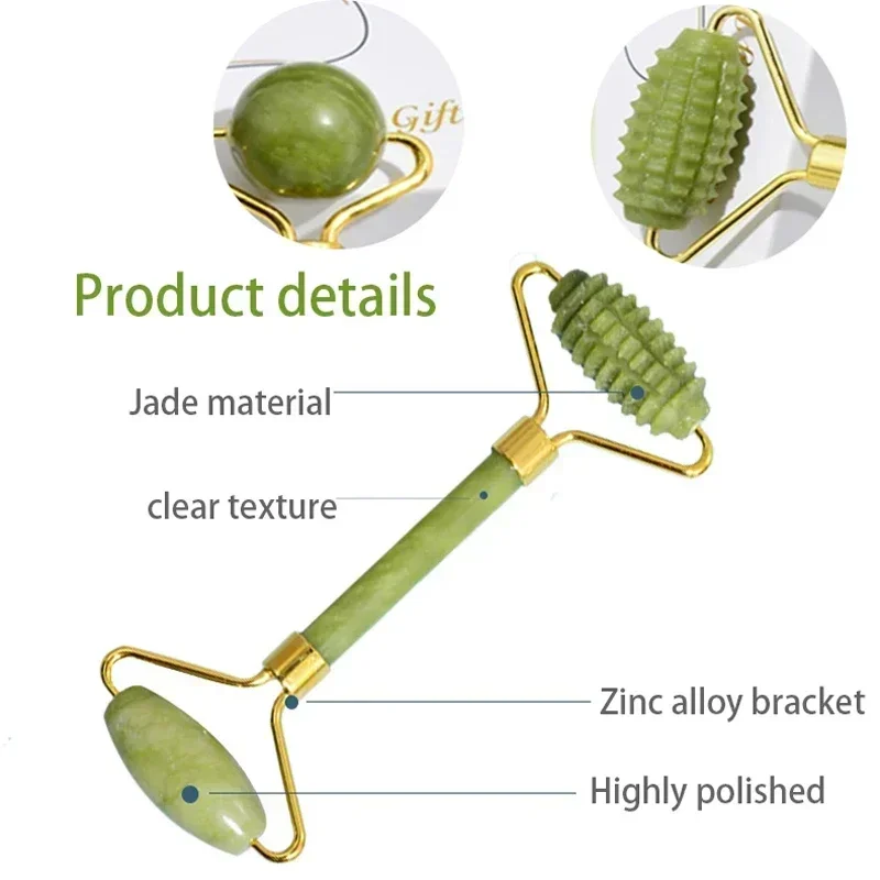Natürliche Jade Roller Gesicht Gua Sha, Naturstein, Körper Nackenmassagegerät, Akupunkturpunkt, Augenpflege Spa Massage Werkzeuge Massage Visage Lifting