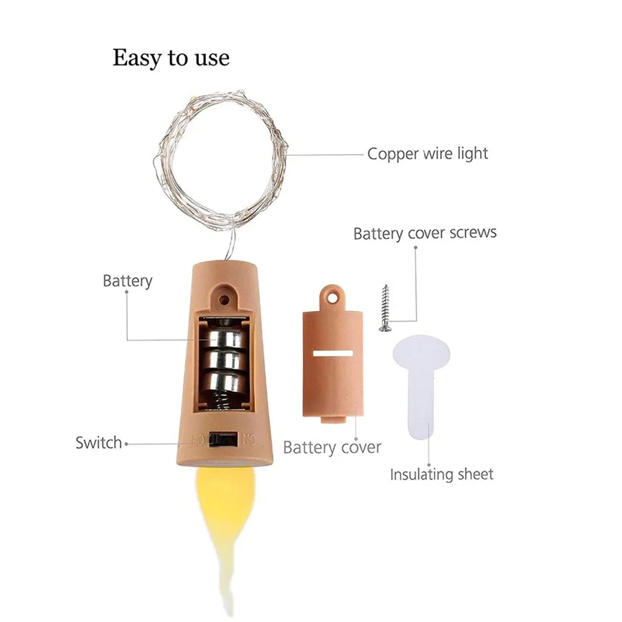 10 Stück flackernde Flamme Kerzen Weinflasche Licht 2m 20led DIY Flasche Kork Form Fee Licht Hochzeits feier Urlaub Girlande Dekor