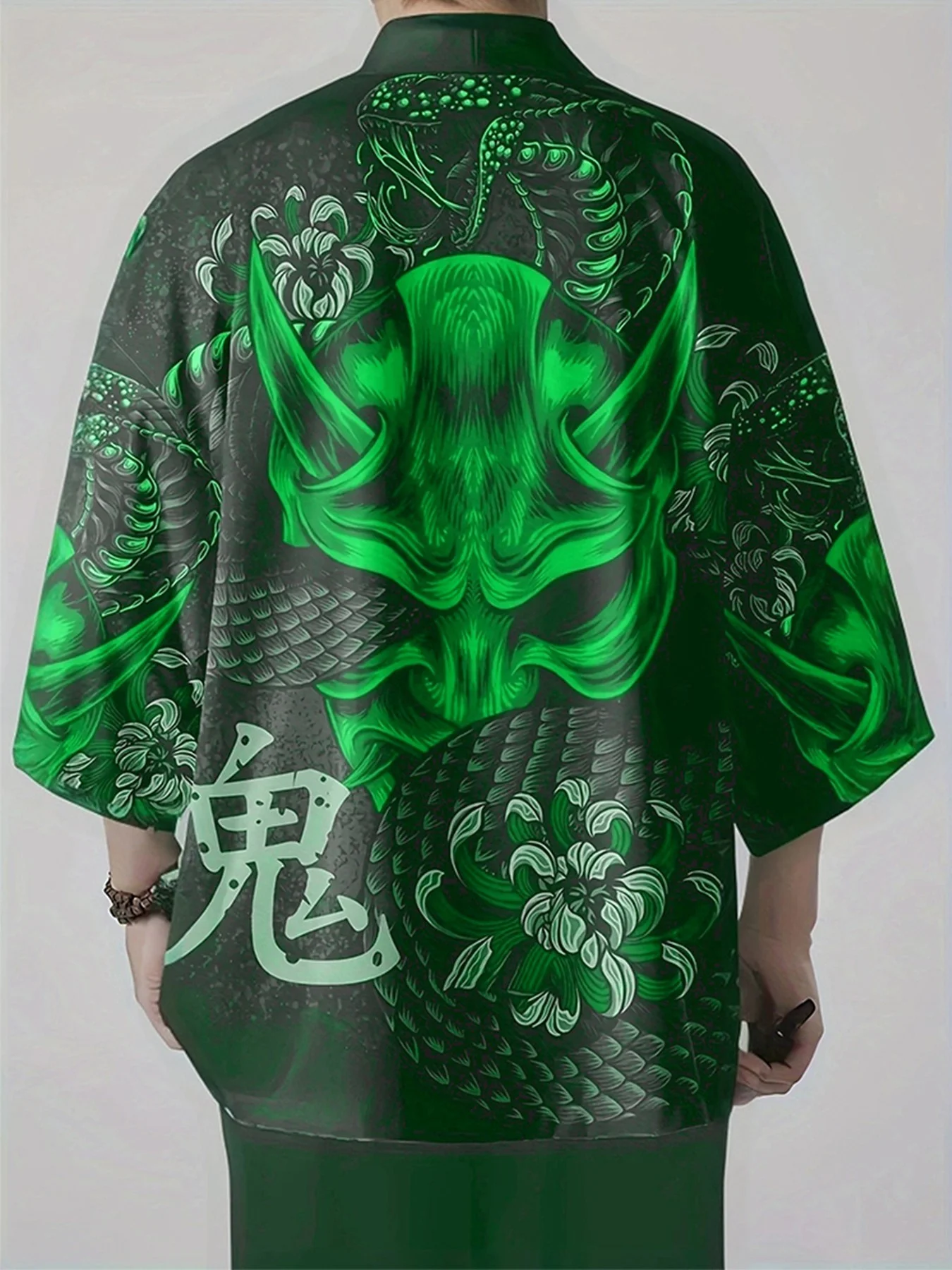 Cobra atendente japonês samurai fantasma quimono 3d impresso padrão masculino e feminino harajuku manto roupas tradicionais camisa de praia