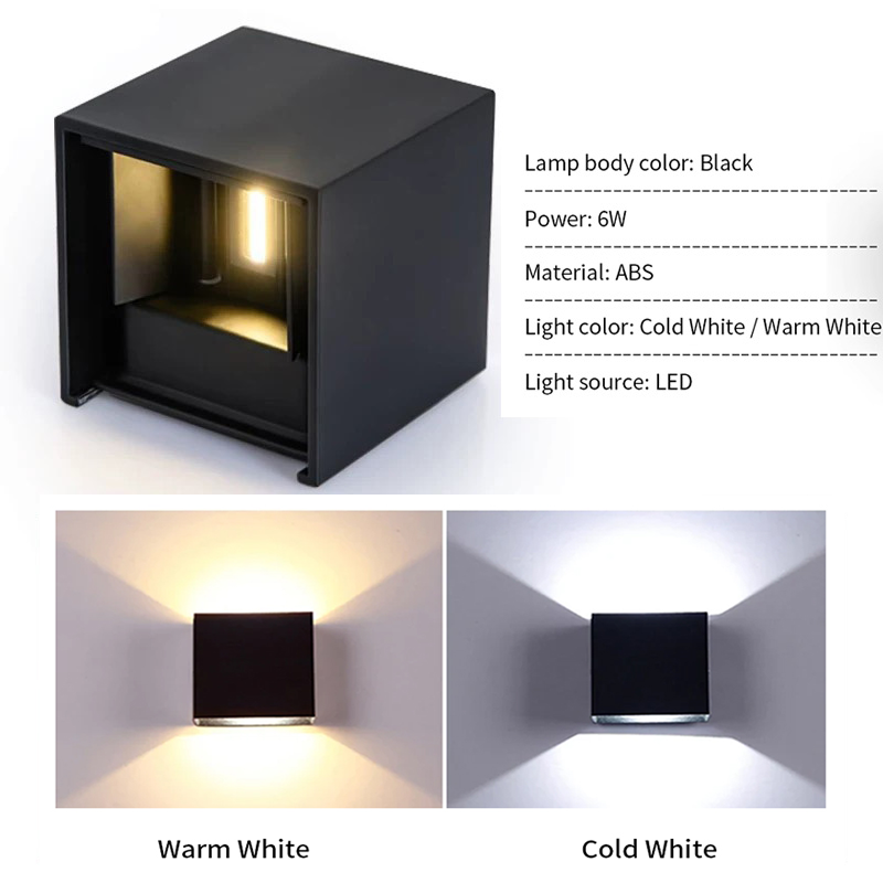 Lámpara de pared LED para exteriores, AC85-265V de ángulo ajustable, minimalista, para interior y exterior, decoración de pared de jardín, 2 uds.