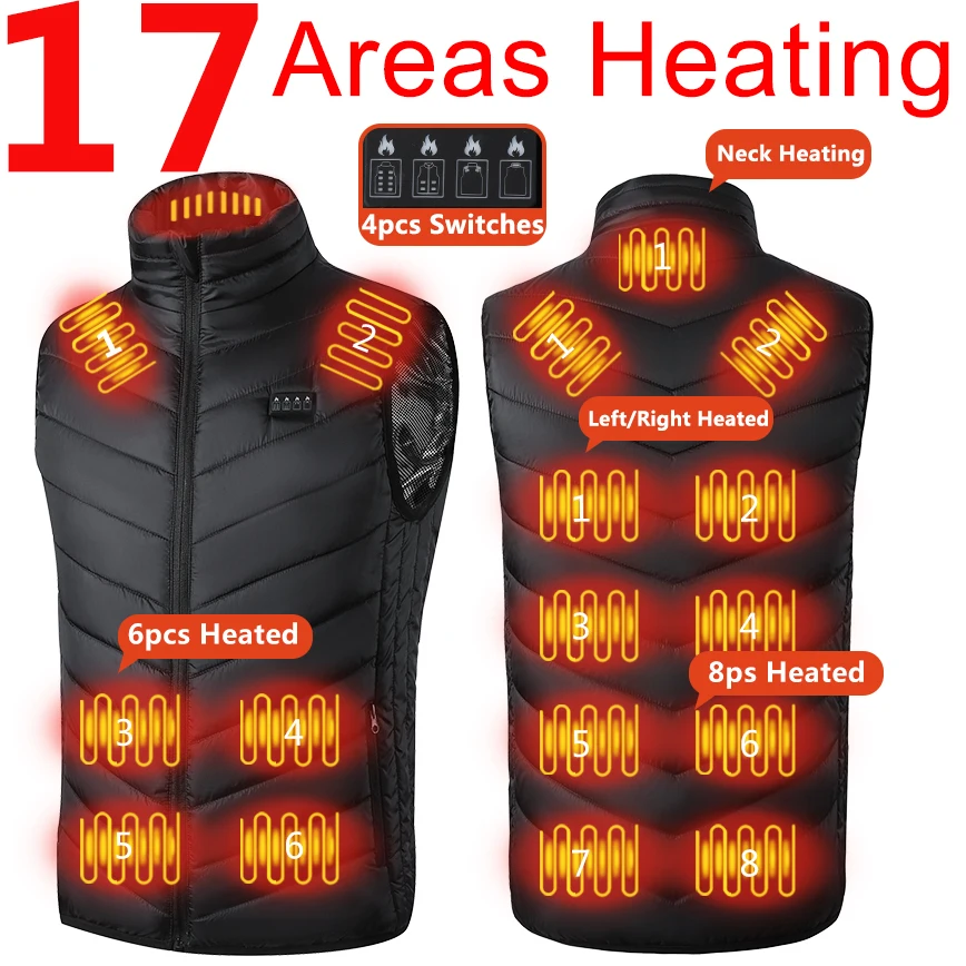 17/13/9 zonas de colete aquecido jaqueta elétrica aquecida das mulheres dos homens usb colete de aquecimento elétrico bodywarmer casaco aquecido jaqueta de aquecimento usb
