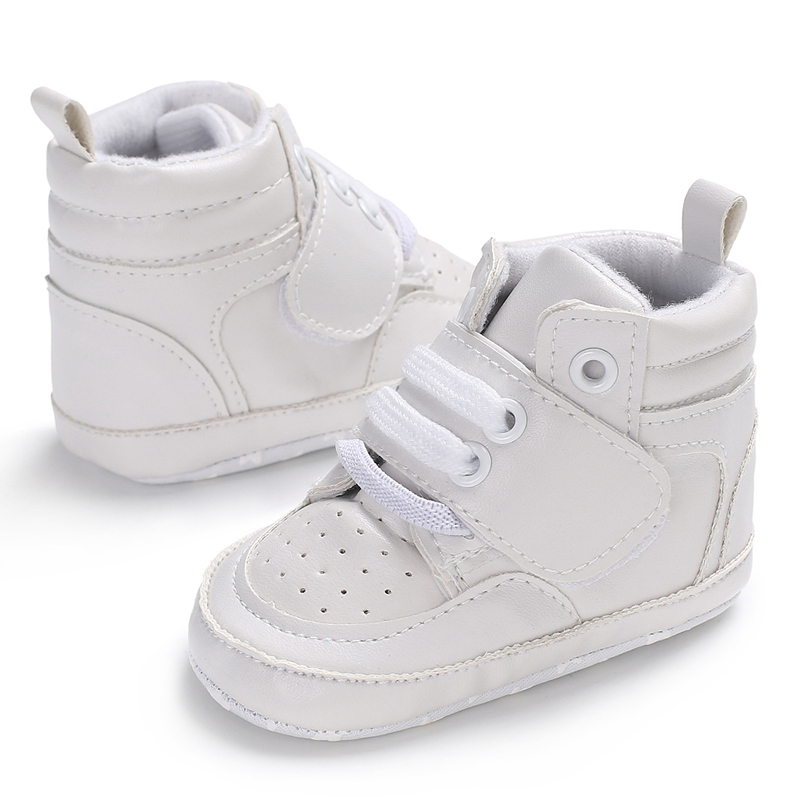 Zapatos para bebé recién nacido, zapatillas deportivas clásicas de cuero PU, suela suave, multicolor, primeros pasos, informales, Color blanco, bautismo