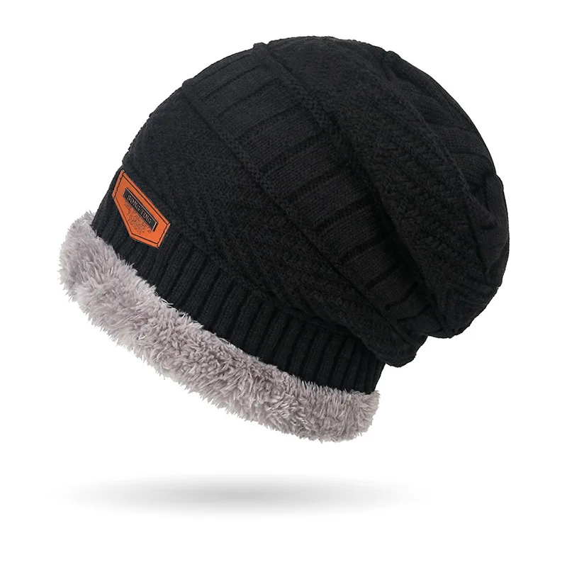 Gorro de inverno, cachecol e luvas com tela sensível ao toque, conjunto para homens e mulheres, boné de caveira de malha quente