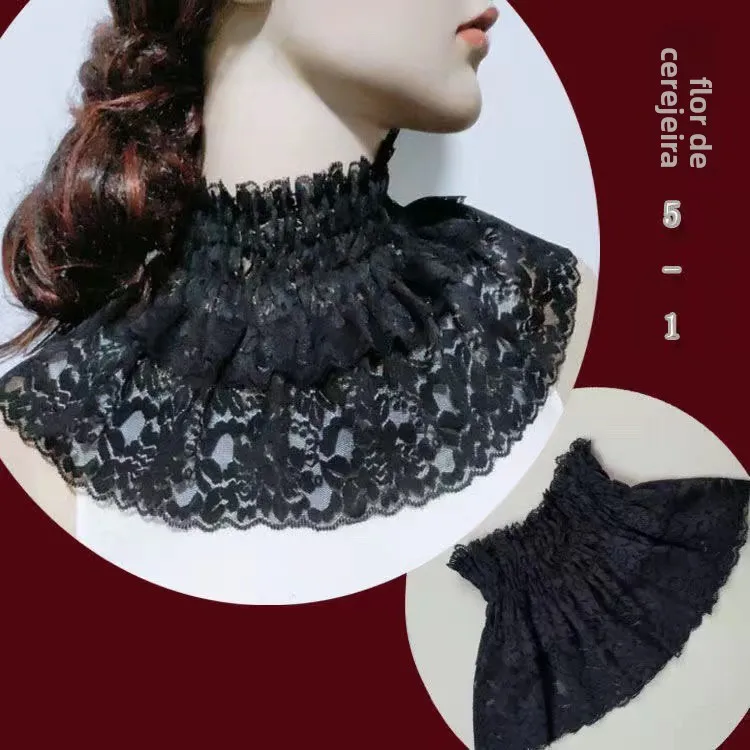 Gola de Renda Fina Versátil para Mulheres, Cobertura Elástica para o Pescoço, Moda Primavera Outono Inverno, Estilo Coreano, ...