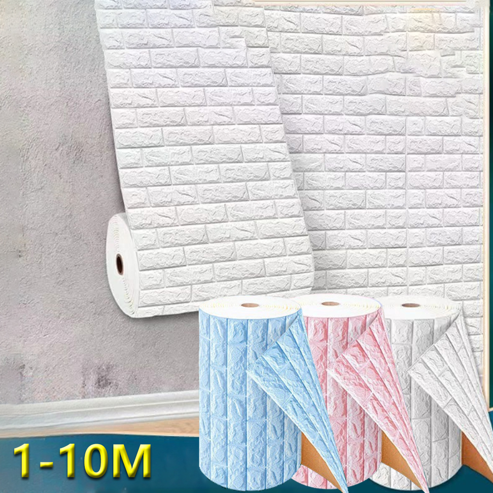 70cm x 1/2/3/5/10m padrão de tijolo adesivo de parede decoração pvc 3d papel de parede à prova dwaterproof água adesivo para quarto das crianças casa