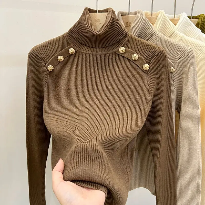2024 秋と冬の新カシミヤセーター女性のタートルネック長袖ニットプルオーバースリムカシミヤセーター