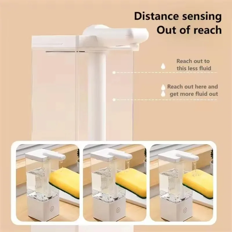 Novo dispensador de sabão automático touchless embutido 1500mah bateria tipo c recarregável dispensador de detergente de limpeza de alta capacidade
