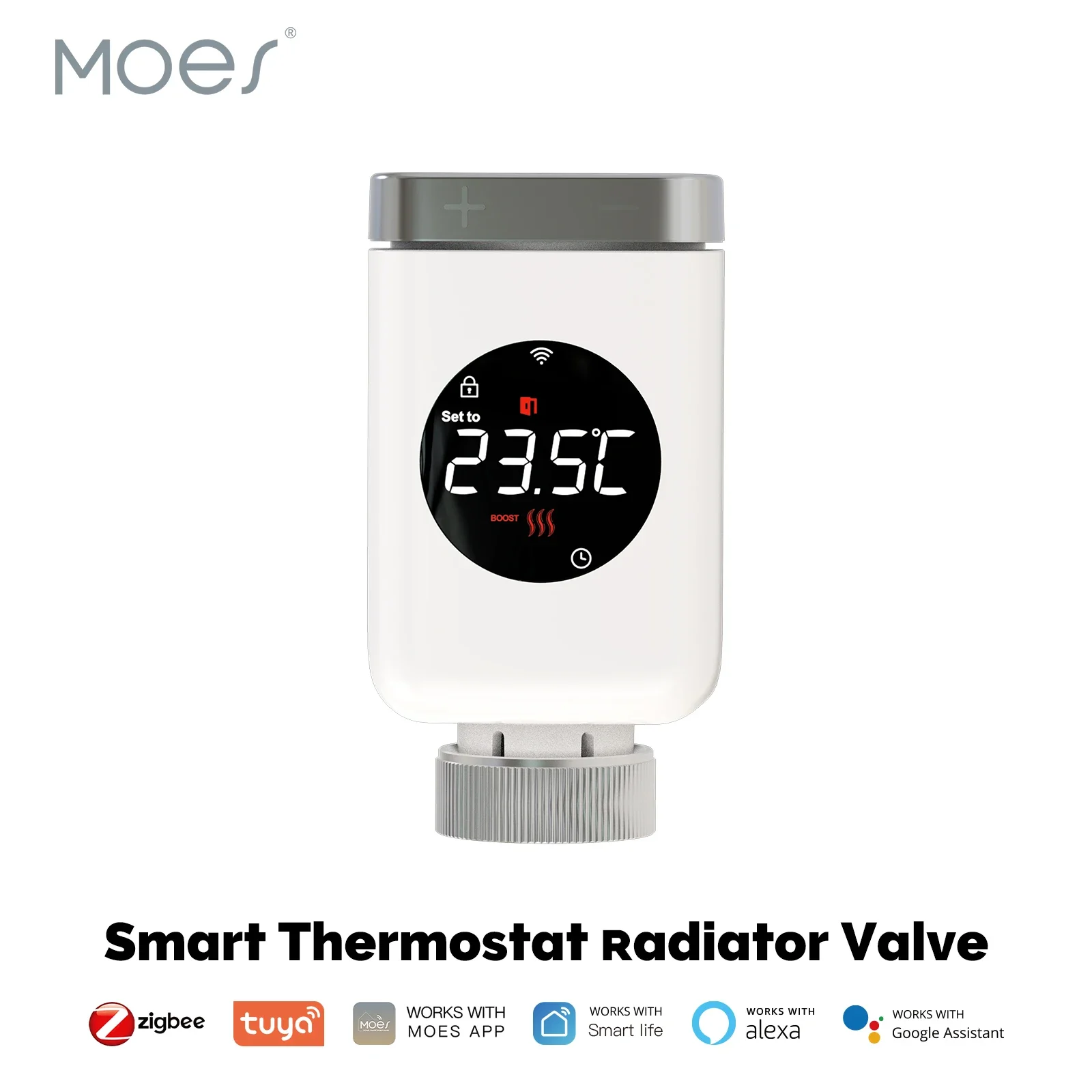 MOES Tuya-válvula termostática inteligente Zigbee para radiador, aplicación remota programable TRV, controlador de temperatura, compatible con Alexa y Google Home