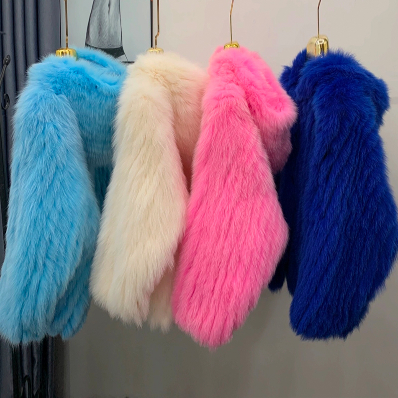 Tira de pele dupla face costurada toghter pele de raposa real weavin casacos com capuz feminino importado jaquetas grossas urso branco roupas quentes